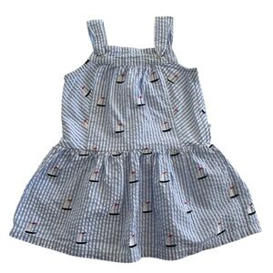 Nautical Sailboat Patterned Blue Kids Dress